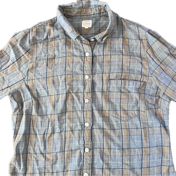 J crew Factory Gray Plaid Button Up Size M 100% cotton - Picture 1 of 9